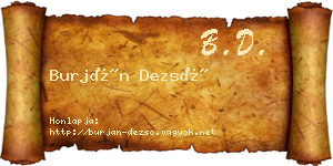 Burján Dezső névjegykártya